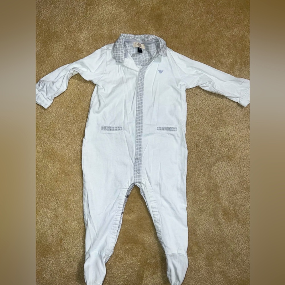 ARMANI baby size 12m long sleeve footie/onesie
